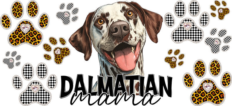 Dalmatian Mama UV DTF Cup Wrap Transfer for 16oz Libbey Glass Can, Dog Lover Gift