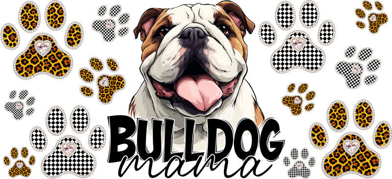 Bulldog Mama UV DTF Cup Wrap Transfer for 16oz Libbey Glass Can, Dog Lover Gift