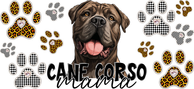Cane Corso Mama UV DTF Cup Wrap Transfer for 16oz Libbey Glass Can, Dog Lover Gift