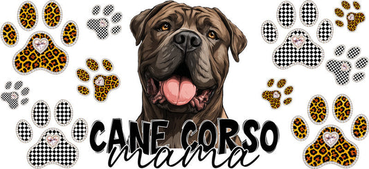 Cane Corso Mama UV DTF Cup Wrap Transfer for 16oz Libbey Glass Can, Dog Lover Gift