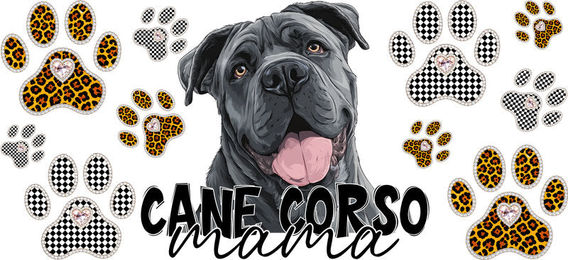 Cane Corso Mama UV DTF Cup Wrap Transfer for 16oz Libbey Glass Can, Dog Lover Gift