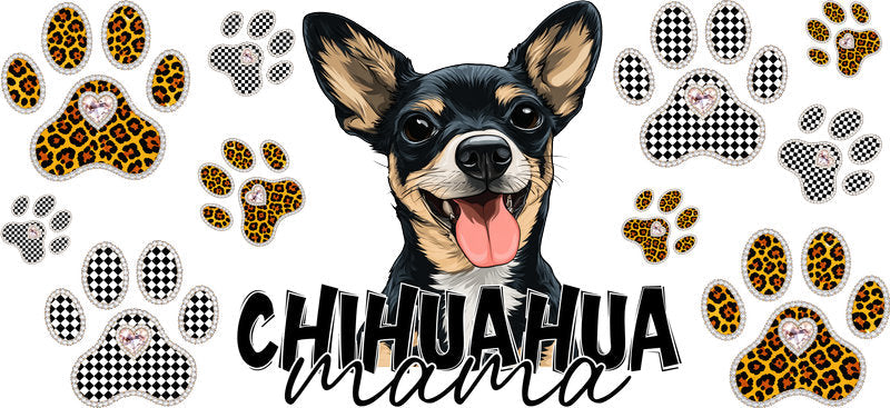 Chihuahua Mama UV DTF Cup Wrap Transfer for 16oz Libbey Glass Can, Dog Lover Gift