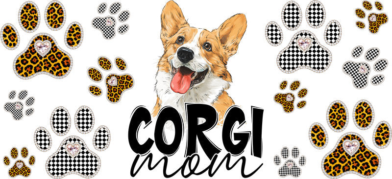 Corgi Mom UV DTF Cup Wrap Transfer for 16oz Libbey Glass Can, Dog Lover Gift