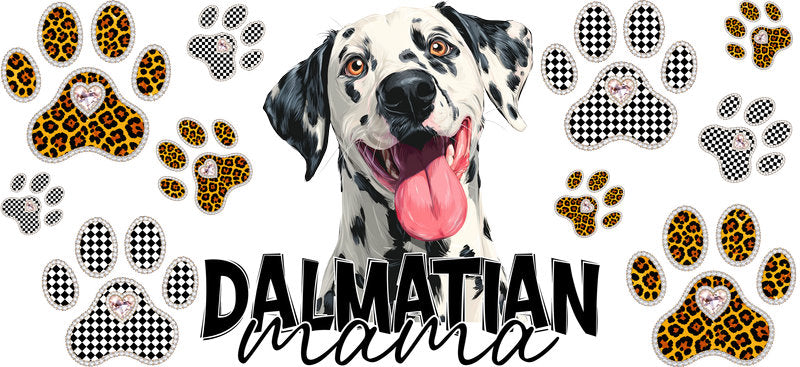 Dalmatian Mama UV DTF Cup Wrap Transfer for 16oz Libbey Glass Can, Dog Lover Gift