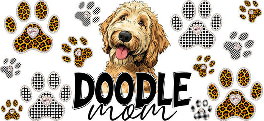 Doodle Mom UV DTF Cup Wrap Transfer for 16oz Libbey Glass Can, Dog Lover Gift