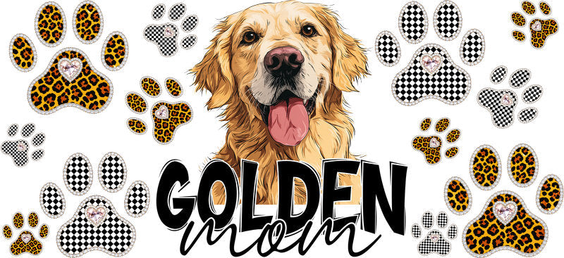 Golden Retriever Mom UV DTF Cup Wrap Transfer for 16oz Libbey Glass Can, Dog Lover Gift