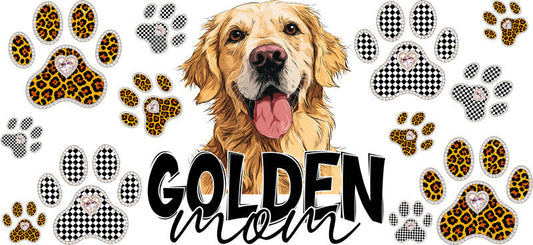 Golden Retriever Mom UV DTF Cup Wrap Transfer for 16oz Libbey Glass Can, Dog Lover Gift