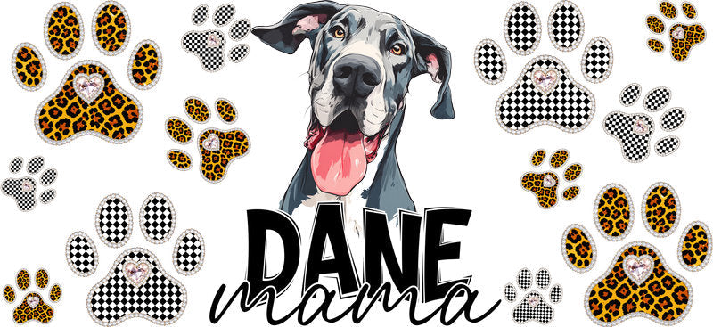 Great Dane Mama UV DTF Cup Wrap Transfer for 16oz Libbey Glass Can, Dog Lover Gift