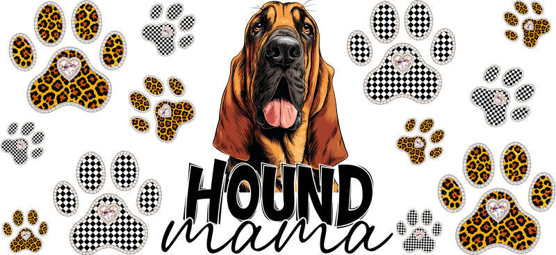 Bloodhound Mama UV DTF Cup Wrap Transfer for 16oz Libbey Glass Can, Dog Lover Gift