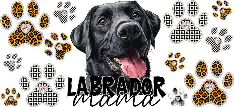 Labrador Mama UV DTF Cup Wrap Transfer for 16oz Libbey Glass Can, Dog Lover Gift
