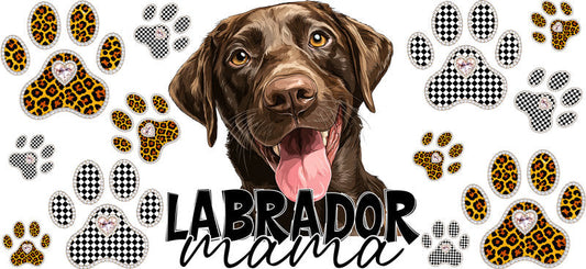Chocolate Labrador Mama UV DTF Cup Wrap Transfer for 16oz Libbey Glass Can, Dog Lover Gift