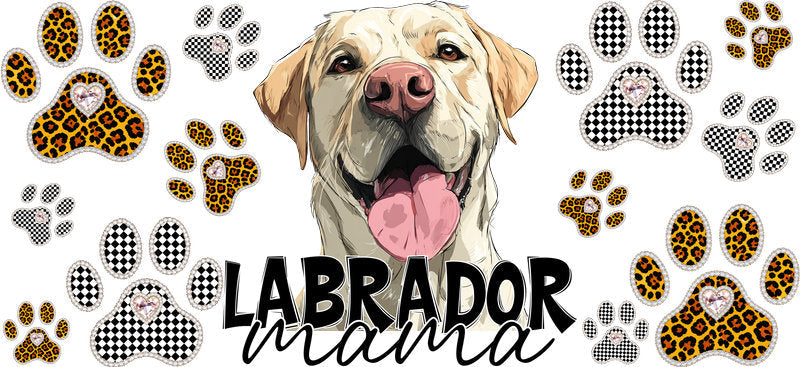Yellow Labrador Mama UV DTF Cup Wrap Transfer for 16oz Libbey Glass Can, Dog Lover Gift