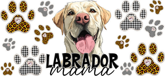 Yellow Labrador Mama UV DTF Cup Wrap Transfer for 16oz Libbey Glass Can, Dog Lover Gift