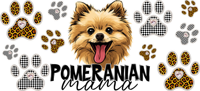 Pomeranian Mama UV DTF Cup Wrap Transfer for 16oz Libbey Glass Can, Dog Lover Gift