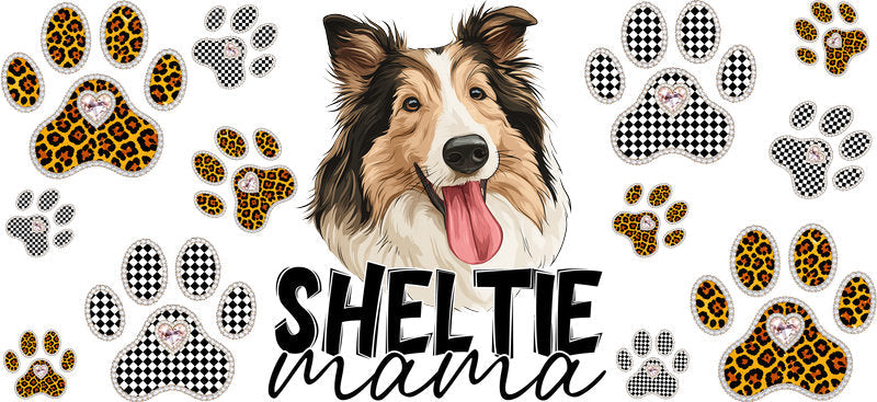 Sheltie Mama UV DTF Cup Wrap Transfer for 16oz Libbey Glass Can, Dog Lover Gift