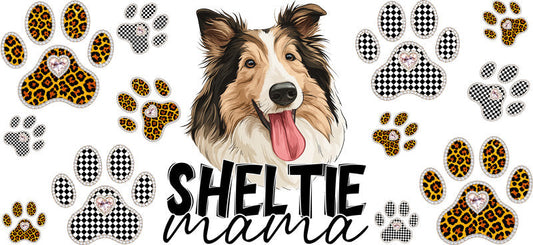 Sheltie Mama UV DTF Cup Wrap Transfer for 16oz Libbey Glass Can, Dog Lover Gift