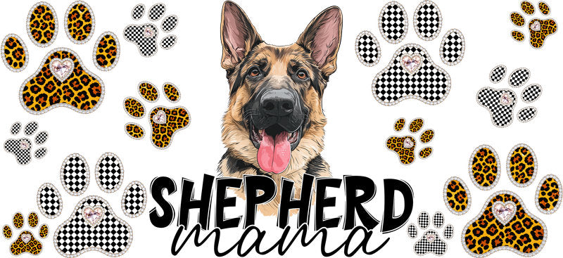 German Shepherd Mama UV DTF Cup Wrap Transfer for 16oz Libbey Glass Can, Dog Lover Gift
