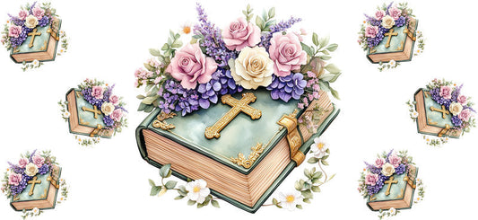 Christian Floral Bible Tumbler Wrap for 16oz Glass