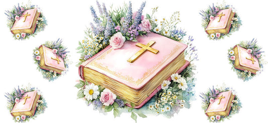 Pastel Bible Cross Cup Decal for 16oz Beer Can Glass