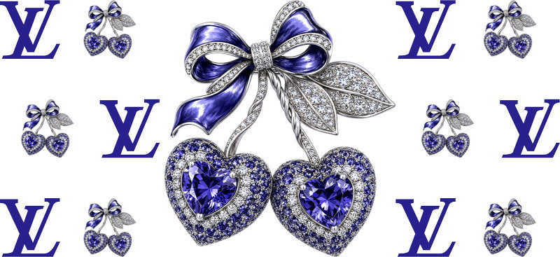 Designer Crystal Cherry Heart Bow Cup Wrap for 16oz Libbey Glass Can KA-13320