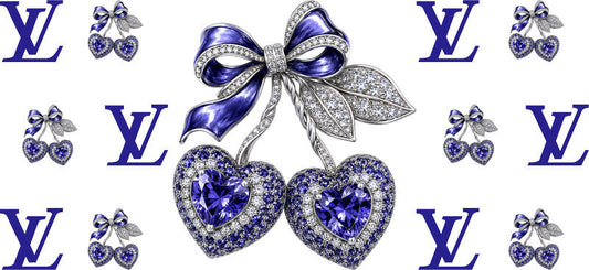 Designer Crystal Cherry Heart Bow Cup Wrap for 16oz Libbey Glass Can KA-13320