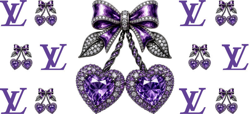 Designer Crystal Cherry Heart Bow Cup Wrap for 16oz Libbey Glass Can KA-13329