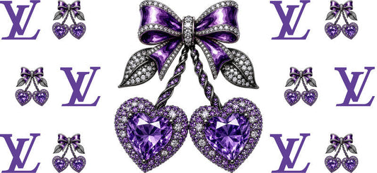 Designer Crystal Cherry Heart Bow Cup Wrap for 16oz Libbey Glass Can KA-13329