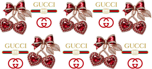 Designer Crystal Cherry Heart Bow Cup Wrap for 16oz Libbey Glass Can KA-13355
