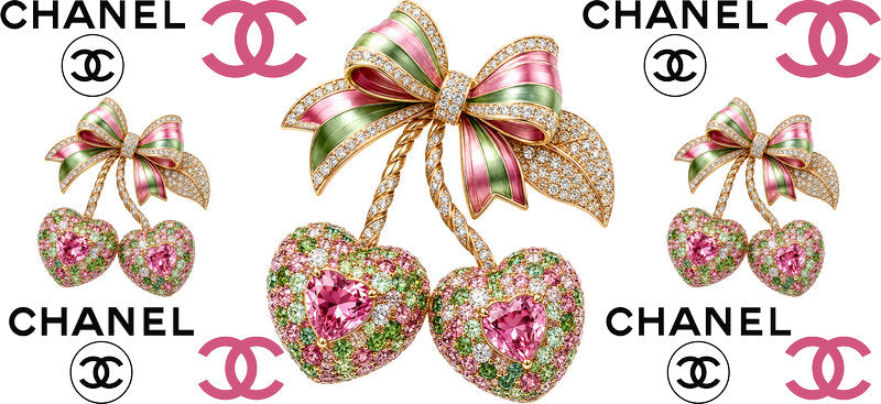Designer Crystal Cherry Heart Bow Cup Wrap for 16oz Libbey Glass Can KA-13366