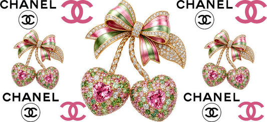 Designer Crystal Cherry Heart Bow Cup Wrap for 16oz Libbey Glass Can KA-13366
