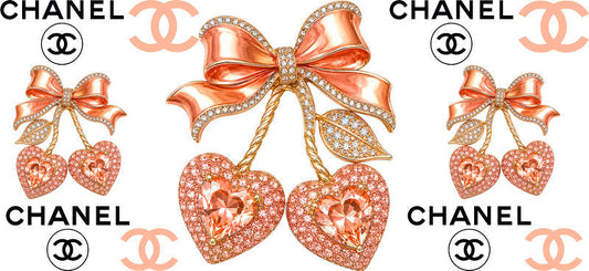 Designer Crystal Cherry Heart Bow Cup Wrap for 16oz Libbey Glass Can KA-13378