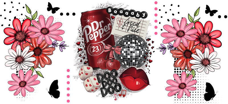 Pink Flower Disco Ball Cup Wrap for 16oz Libbey Glass Can KA-13382