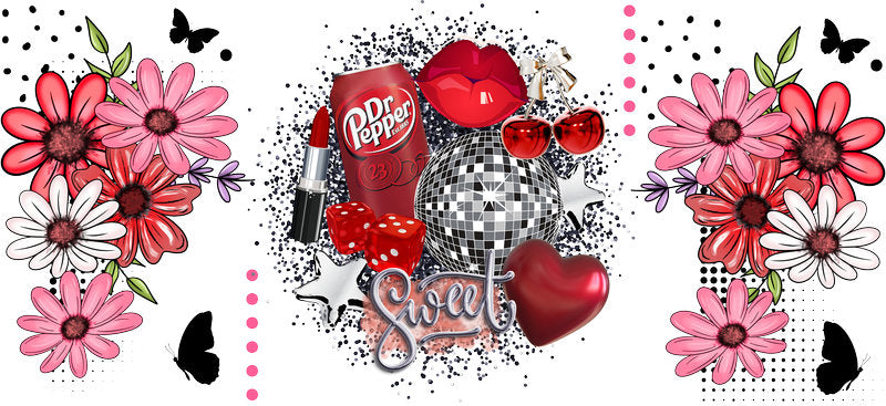 Red Cherry Good Vibes Disco Ball Cup Wrap for 16oz Libbey Glass Can KA-13389