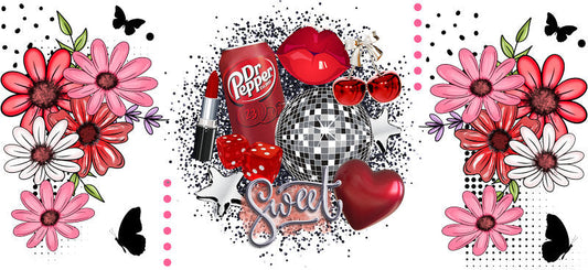 Red Cherry Good Vibes Disco Ball Cup Wrap for 16oz Libbey Glass Can KA-13389