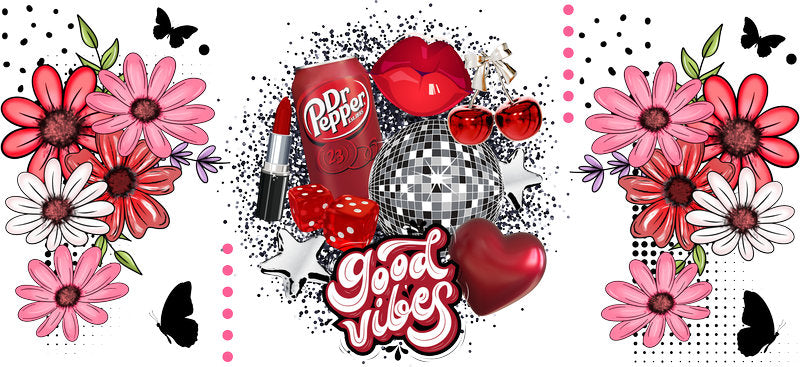 Cherry Good Vibes Floral Cup Wrap for 16oz Libbey Glass Can KA-13390