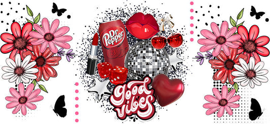 Cherry Good Vibes Floral Cup Wrap for 16oz Libbey Glass Can KA-13390