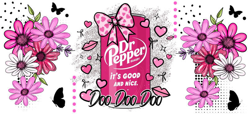 Pink Bow Cherry Good Vibes Cup Wrap for 16oz Libbey Glass Can KA-13397