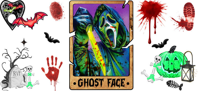 Horror Movie Halloween UV DTF Cup Wrap for 16oz Libbey Glass KA-13491