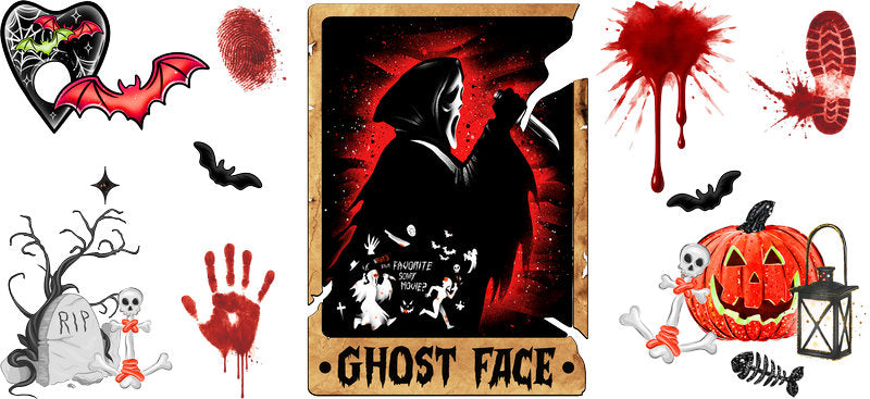 Horror Movie Halloween UV DTF Cup Wrap for 16oz Libbey Glass KA-13496