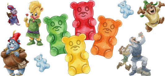 Colorful Gummy Bear Fantasy Friends UV DTF Cup Wrap for 16oz Libbey Glass KA-13744