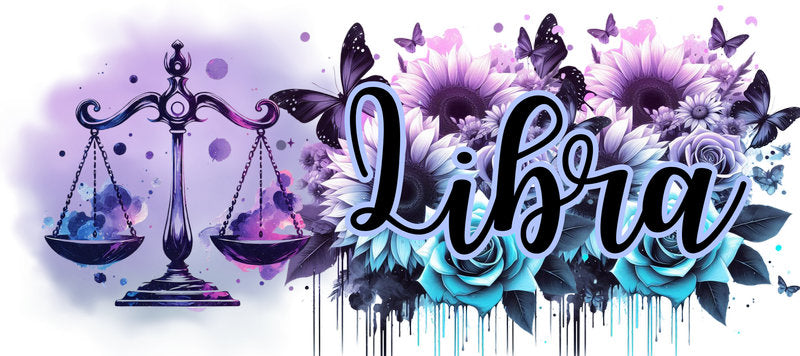 Libra zodiac sign astrology UV DTF cup wrap design for 16oz Libbey KA-13809