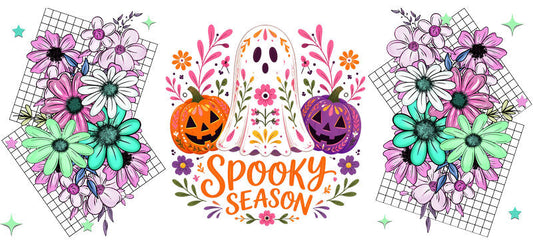 Floral Pumpkin Halloween Tumbler Wrap