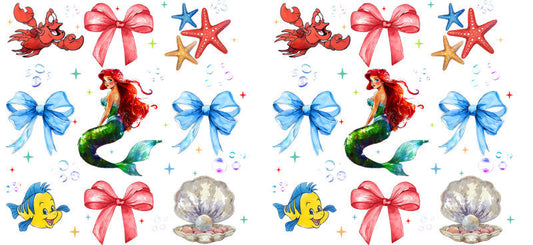 Mermaid Princess Bow UV DTF Transfer for 16oz Libbey KA-14093