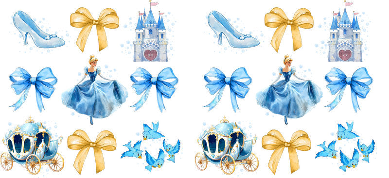 Princess Blue Castle UV DTF Cup Wrap for 16oz Libbey KA-14094