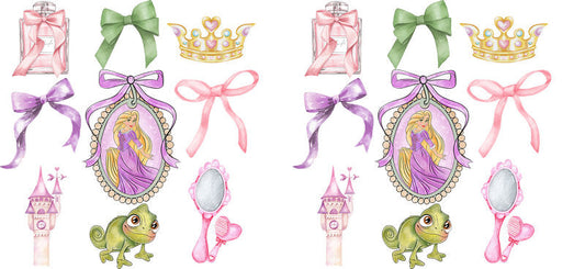 Princess Green Ribbon UV DTF Cup Wrap for 16oz Libbey KA-14098