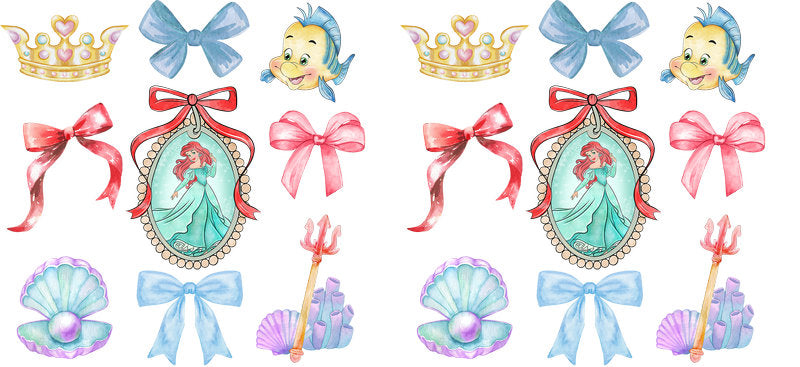 Princess Mermaid Bow UV DTF Cup Wrap for 16oz Libbey KA-14106