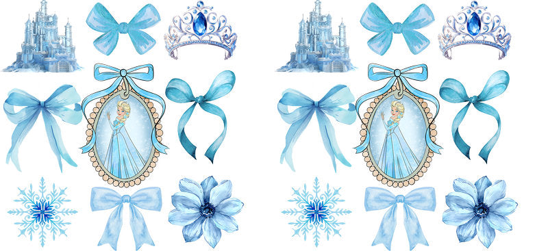 Princess Blue Bow UV DTF Transfer for 16oz Libbey KA-14107