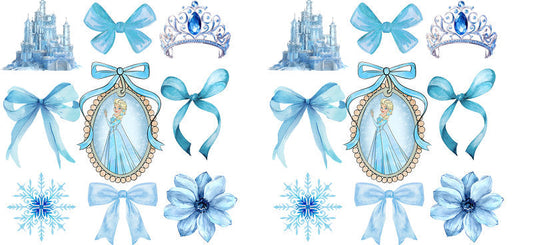 Princess Blue Bow UV DTF Transfer for 16oz Libbey KA-14107