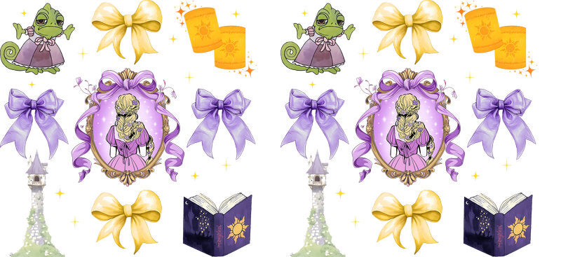 Fantasy Princess Ribbon UV DTF Cup Wrap for 16oz Libbey KA-14130