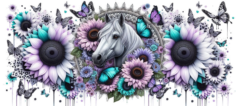 Unicorn Animal Floral UV DTF Transfer for 16oz Libbey